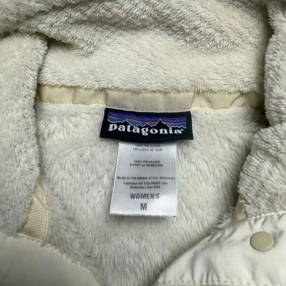 Patagonia Snap T Monkey Fleece Fuzzy Pullover Womens Size Medium Solid Off White - Picture 3 of 8
